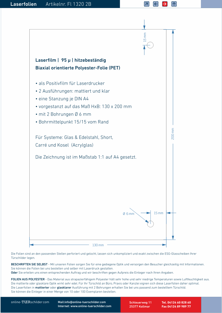 Laserfolien 2 Bohrungen 17