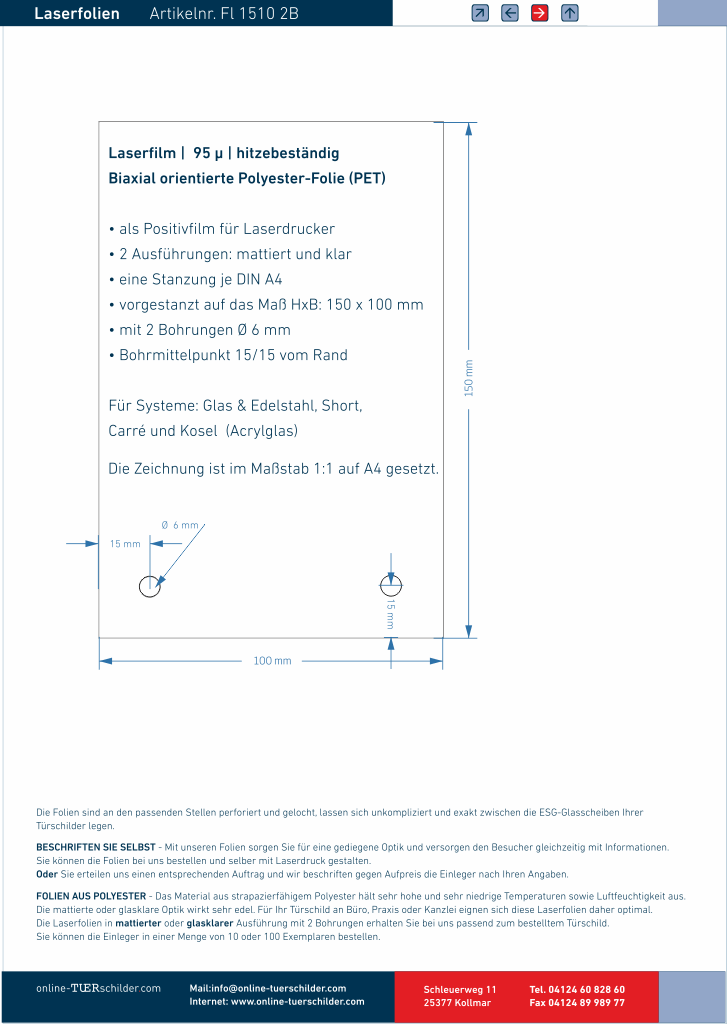 Laserfolien 2 Bohrungen 18